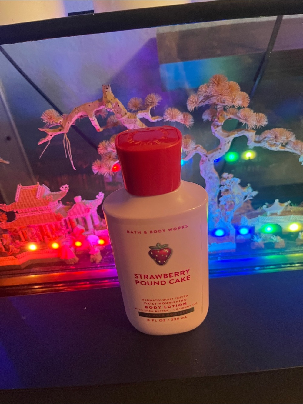 Bath & Body Works Strawberry Pound Cake Lotion - White Bottle with Red Cap